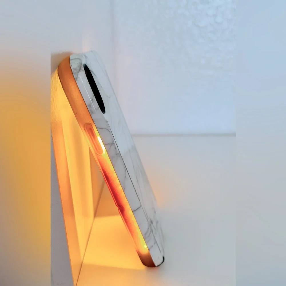 LUMEE Iphone X Lighted Duo Selfie Phone Case White Marble Influencer Cell Light